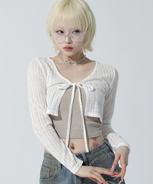 ANAP(アナップ)の「ボレロ カーディガン(カーディガン/ボレロ・レディース・ホワイト/ベージュ/ダークグレー・F)」の5枚目の写真