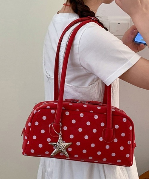 ONEP STAR(ワンピスター)の「ドットデザイン2WAYバック(トートバッグ・レディース・オフホワイト/ブルー/ブラック/レッド/パープル・FREE)」の5枚目の写真