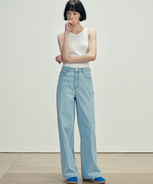 MALOUPE(マロップ)の「9164 ライトウェイトワイドデニムパンツ (ライトインディゴ)(デニムパンツ・レディース・その他・26/28/30)」の1枚目の写真