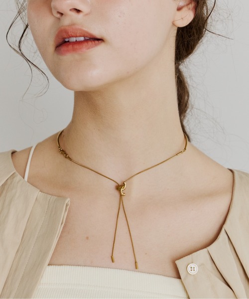 tanakadaisuke/タナカダイスケ】pearl ribbon chain necklace