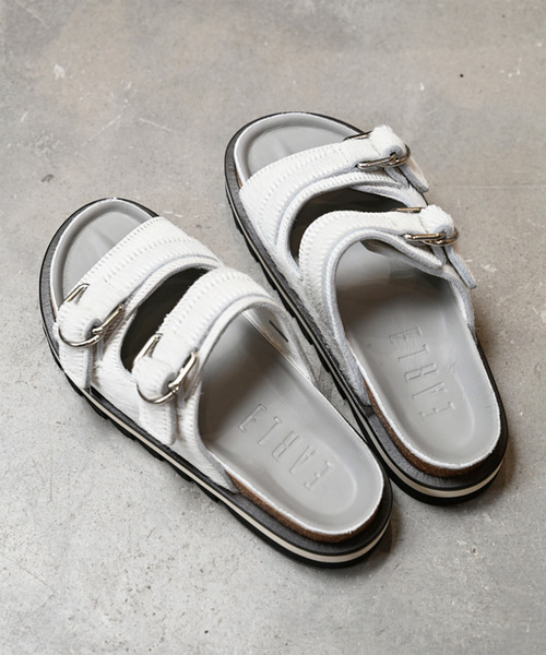EARLE(アール)の「EARLE アール / Double buckle footbed sandals ダブルバックルフットベッドレザーサンダル / ER4304(サンダル・メンズ・オフホワイト・41/42/43)」の3枚目の写真