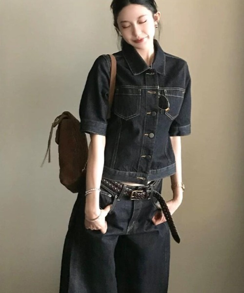semplice（センプリチェ）の「デニム セットアップ（セットアップ・レディース・ブラック・S/M/L/XL）」の2枚目の写真