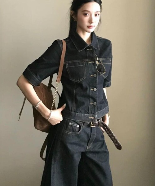 semplice（センプリチェ）の「デニム セットアップ（セットアップ・レディース・ブラック・S/M/L/XL）」の3枚目の写真