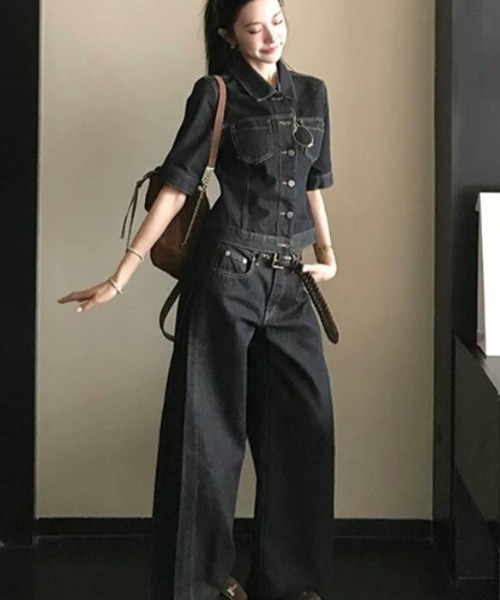 semplice（センプリチェ）の「デニム セットアップ（セットアップ・レディース・ブラック・S/M/L/XL）」の5枚目の写真