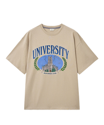 ハクニスタワーグラフィックTシャツ_ベージュ