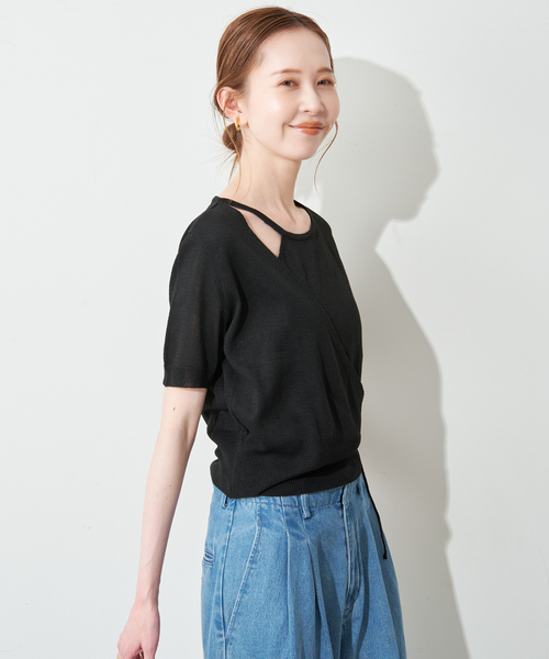 FLEK（フレック）の「FLEK/フレック ショルダーカットアウトニット（ニット/セーター・レディース・アイボリー/ブラック・FREE）」の8枚目の写真