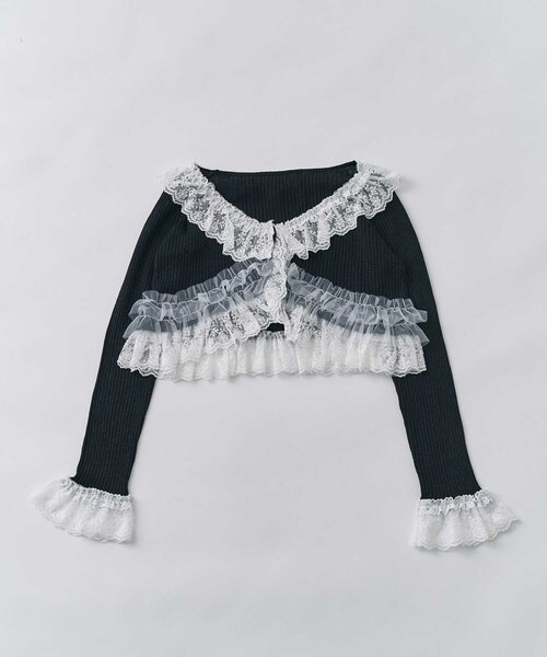 Belle Charme(ベルシャルム)の「【Belle Charme】Sparkle Frill Cadigan(カーディガン/ボレロ・レディース・ブラック/ピンク/オフホワイト・FREE)」の13枚目の写真