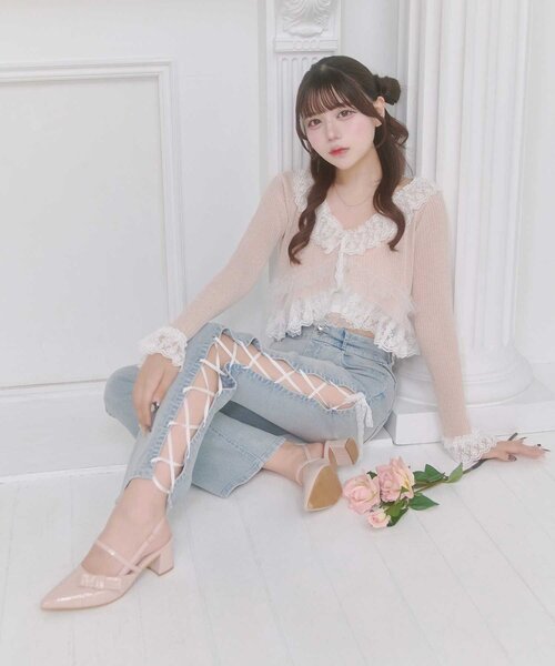 Belle Charme(ベルシャルム)の「【Belle Charme】Sparkle Frill Cadigan(カーディガン/ボレロ・レディース・ブラック/ピンク/オフホワイト・FREE)」の16枚目の写真