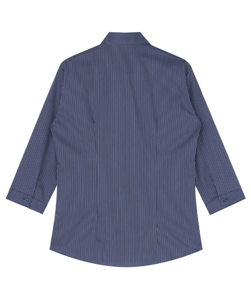 TOKYO SHIRTS(トウキョウシャツ)の「【超形態安定】 形態安定ノンアイロン ワイド 7分袖ビジネスワイシャツ(ビジネスシャツ・レディース・ネイビー・S/M/L/LL/XL)」の2枚目の写真