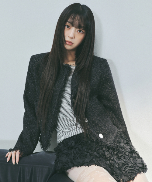 NICK&NICOLE(ニックアンドニコール)の「FRINGE TRIMMING TWEED JACKET_BLACK(テーラードジャケット・レディース・その他・FREE)」の1枚目の写真