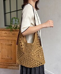 透かし柄ショルダーカゴバッグ