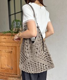 透かし柄ショルダーカゴバッグ