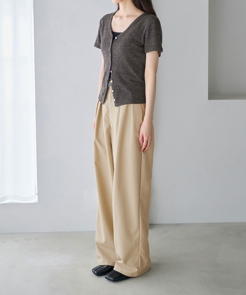 CHAN ME(チャンミ)の「Vネック半袖カーディガン(Tシャツ/カットソー・レディース・チャコールグレー/ライトグレー・MEDIUM/LARGE)」の5枚目の写真