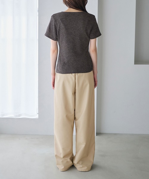 CHAN ME(チャンミ)の「Vネック半袖カーディガン(Tシャツ/カットソー・レディース・チャコールグレー/ライトグレー・MEDIUM/LARGE)」の6枚目の写真