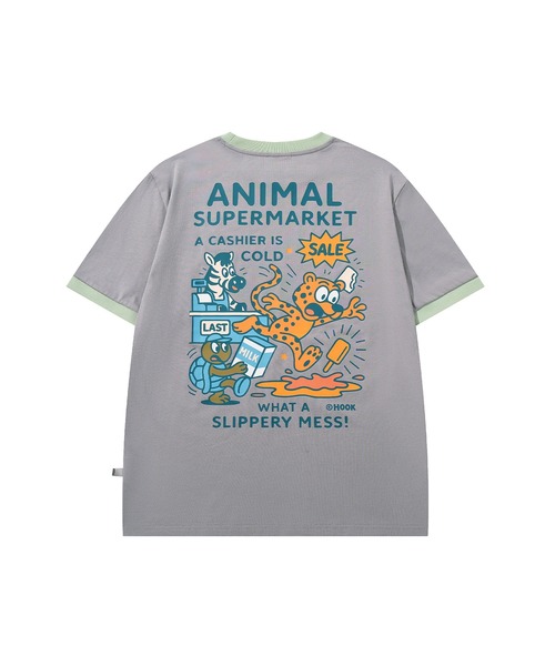aimoha（アイモハ）の「HOOK -original-　ANIMAL SUPERMARKET スリッピーメス バックプリントTシャツ（Tシャツ/カットソー・メンズ・ホワイト/グレー・XL/M/L）」の4枚目の写真