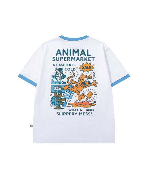 aimoha（アイモハ）の「HOOK -original-　ANIMAL SUPERMARKET スリッピーメス バックプリントTシャツ（Tシャツ/カットソー・メンズ・ホワイト/グレー・XL/M/L）」の7枚目の写真