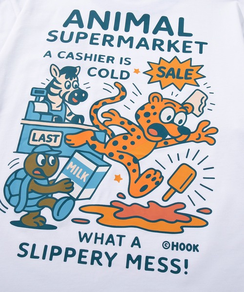 aimoha（アイモハ）の「HOOK -original-　ANIMAL SUPERMARKET スリッピーメス バックプリントTシャツ（Tシャツ/カットソー・メンズ・ホワイト/グレー・XL/M/L）」の18枚目の写真