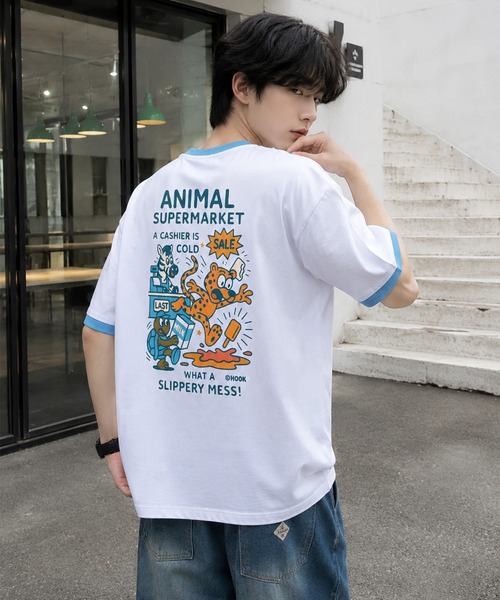 aimoha(アイモハ)の「HOOK -original- ANIMAL SUPERMARKET スリッピーメス バックプリントTシャツ (SS)(Tシャツ/カットソー・メンズ・ホワイト/グレー・XL/M/L)」の9枚目の写真