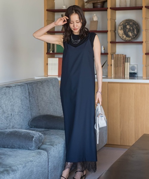 LAUTREAMONT(ロートレアモン)の「エディター東原妙子×LAUTREAMONT/レースワンピース(ワンピース・レディース・ネイビー/ライトグレー・9号)」の14枚目の写真