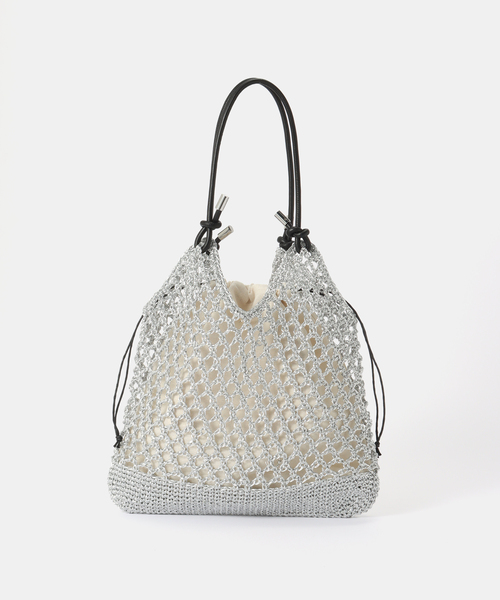 MIAN (ミアン)の「MIAN / ミアン メッシュ編みトートバッグ(トートバッグ・レディース・ブラック/シルバー/サックスブルー・FREE)」の3枚目の写真