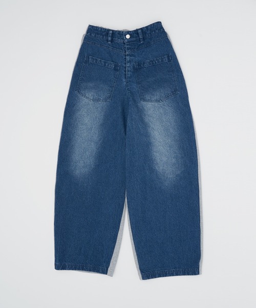 SOEMIN(ソミン)の「Denim docking sweatpants/バックスウェットデニムパンツ(デニムパンツ・レディース・インディゴブルー/ホワイト・FREE)」の11枚目の写真
