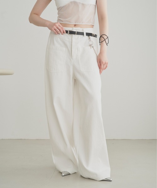 SOEMIN(ソミン)の「Denim docking sweatpants/バックスウェットデニムパンツ(デニムパンツ・レディース・インディゴブルー/ホワイト・FREE)」の20枚目の写真