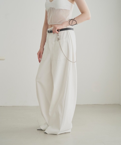 SOEMIN(ソミン)の「Denim docking sweatpants/バックスウェットデニムパンツ(デニムパンツ・レディース・インディゴブルー/ホワイト・FREE)」の21枚目の写真