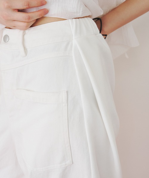 SOEMIN(ソミン)の「Denim docking sweatpants/バックスウェットデニムパンツ(デニムパンツ・レディース・インディゴブルー/ホワイト・FREE)」の17枚目の写真