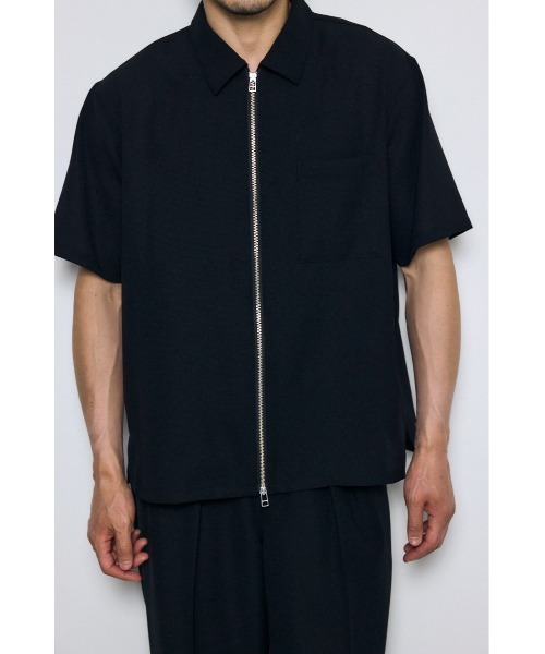 AZUL by moussy(アズールバイマウジー)の「【セットアップ対応】メッシュジップシャツ(シャツ/ブラウス・メンズ・ダークブラウン/ブラック/グレー・LARGE/MEDIUM/SMALL)」の2枚目の写真