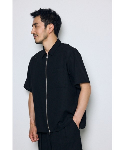 AZUL by moussy(アズールバイマウジー)の「【セットアップ対応】メッシュジップシャツ(シャツ/ブラウス・メンズ・ダークブラウン/ブラック/グレー・LARGE/MEDIUM/SMALL)」の9枚目の写真
