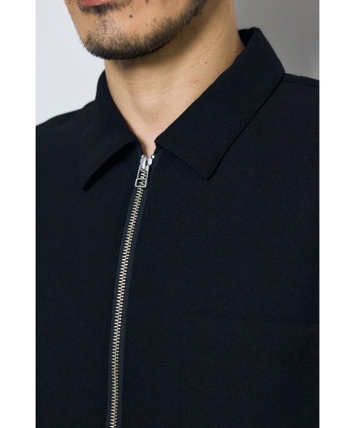 AZUL by moussy(アズールバイマウジー)の「【セットアップ対応】メッシュジップシャツ(シャツ/ブラウス・メンズ・ダークブラウン/ブラック/グレー・LARGE/MEDIUM/SMALL)」の6枚目の写真