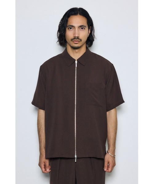 AZUL by moussy(アズールバイマウジー)の「【セットアップ対応】メッシュジップシャツ(シャツ/ブラウス・メンズ・ダークブラウン/ブラック/グレー・LARGE/MEDIUM/SMALL)」の22枚目の写真