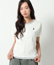 ALAND（エーランド）の「【UNISEX】ALAND／レイヤードヘンリ－半袖T（Tシャツ/カットソー）」