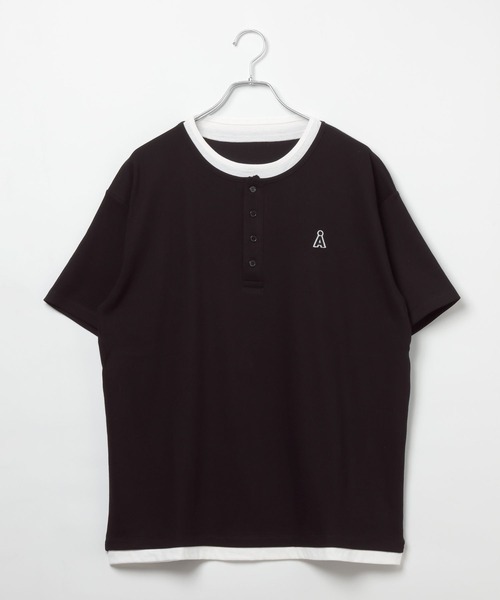 ALAND(エーランド)の「【UNISEX】ALAND/レイヤードヘンリ-半袖T(Tシャツ/カットソー・レディース・グレー/ブラック/ホワイト・LARGE/SMALL)」の12枚目の写真