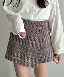 アシメチェックショートパンツ