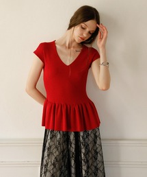 MIELI INVARIANT | Clear Peplum V/N Tops(ニット/セーター)