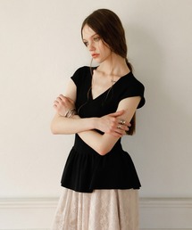 MIELI INVARIANT | Clear Peplum V/N Tops(ニット/セーター)