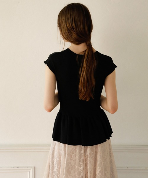 MIELI INVARIANT（ミエリインヴァリアント）の「Clear Peplum V/N Tops（ニット/セーター・レディース・レッド/ブラック/ミックスグレー/ホワイト・FREE）」の7枚目の写真