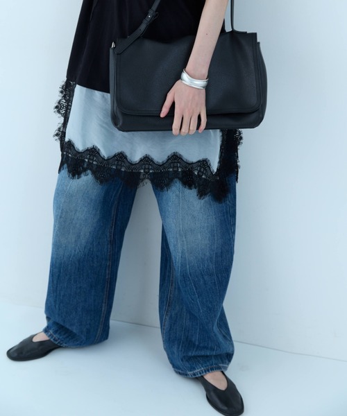 flaeu（フラユ）の「Lace Layered Tunic Tee（Tシャツ/カットソー・レディース・ブラック/ホワイト・FREE）」の20枚目の写真