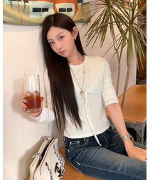 Tie Bustier Long Sleeve White
