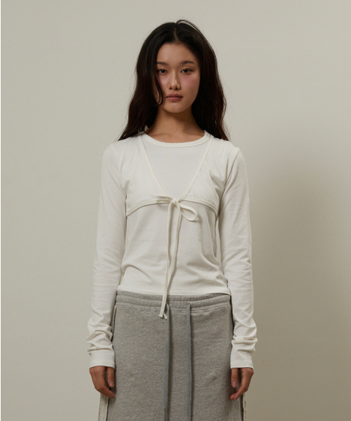 GIMOR（ギマー）の「Tie Bustier Long Sleeve White（Tシャツ/カットソー・レディース・その他・SMALL）」の2枚目の写真