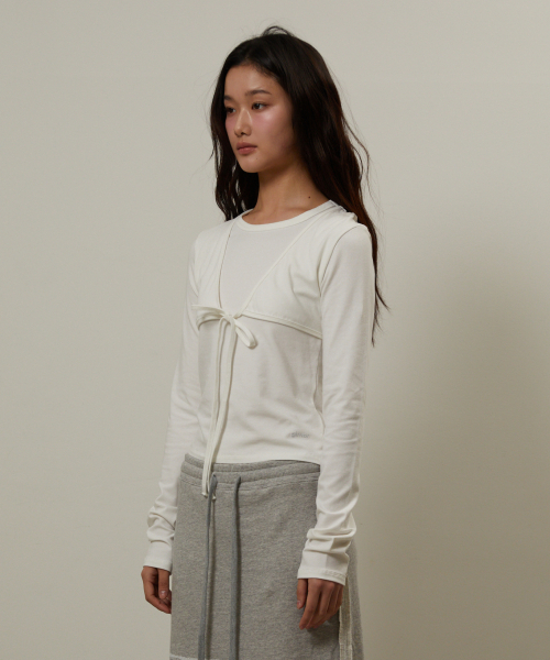 GIMOR（ギマー）の「Tie Bustier Long Sleeve White（Tシャツ/カットソー・レディース・その他・SMALL）」の3枚目の写真