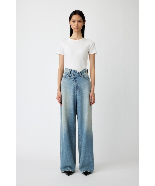 MOUSSY（マウジー）の「CROSS WAIST WIDE STRAIGHT（デニムパンツ・レディース・ライトブルー/ブルー/ダークブルー/ブラック・0/1/2）」の15枚目の写真