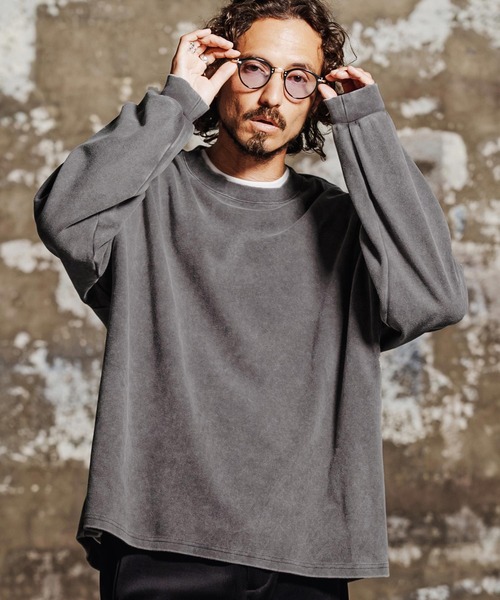 Jih Nunc(ジーヌンク)の「mlt5761- フェード加工オーバーサイズロングTシャツ(JIH-R1196)(Tシャツ/カットソー・メンズ・グレー/ブラック/ブラウン/パープル・L/M/S)」の3枚目の写真