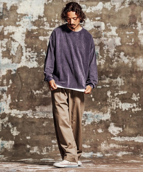 Jih Nunc(ジーヌンク)の「mlt5761- フェード加工オーバーサイズロングTシャツ(JIH-R1196)(Tシャツ/カットソー・メンズ・グレー/ブラック/ブラウン/パープル・L/M/S)」の7枚目の写真