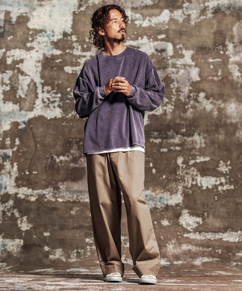Jih Nunc(ジーヌンク)の「mlt5761- フェード加工オーバーサイズロングTシャツ(JIH-R1196)(Tシャツ/カットソー・メンズ・グレー/ブラック/ブラウン/パープル・L/M/S)」の8枚目の写真
