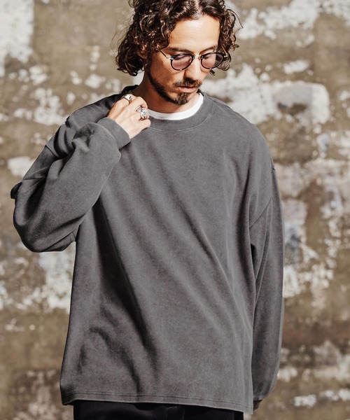 Jih Nunc(ジーヌンク)の「mlt5761- フェード加工オーバーサイズロングTシャツ(JIH-R1196)(Tシャツ/カットソー・メンズ・グレー/ブラック/ブラウン/パープル・L/M/S)」の13枚目の写真