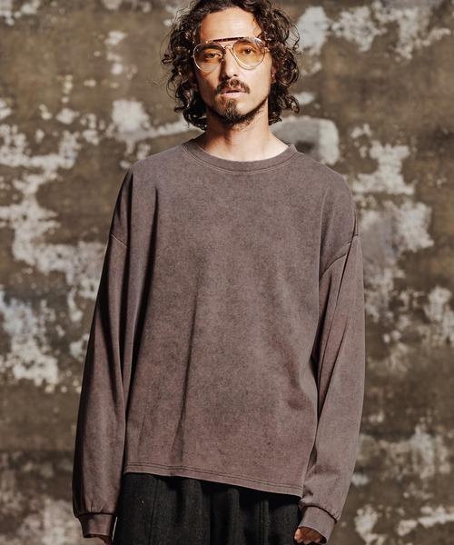 Jih Nunc(ジーヌンク)の「mlt5761- フェード加工オーバーサイズロングTシャツ(JIH-R1196)(Tシャツ/カットソー・メンズ・グレー/ブラック/ブラウン/パープル・L/M/S)」の18枚目の写真