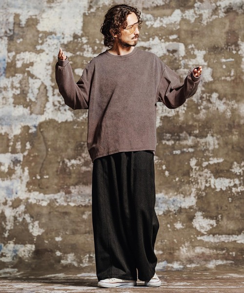 Jih Nunc(ジーヌンク)の「mlt5761- フェード加工オーバーサイズロングTシャツ(JIH-R1196)(Tシャツ/カットソー・メンズ・グレー/ブラック/ブラウン/パープル・L/M/S)」の21枚目の写真
