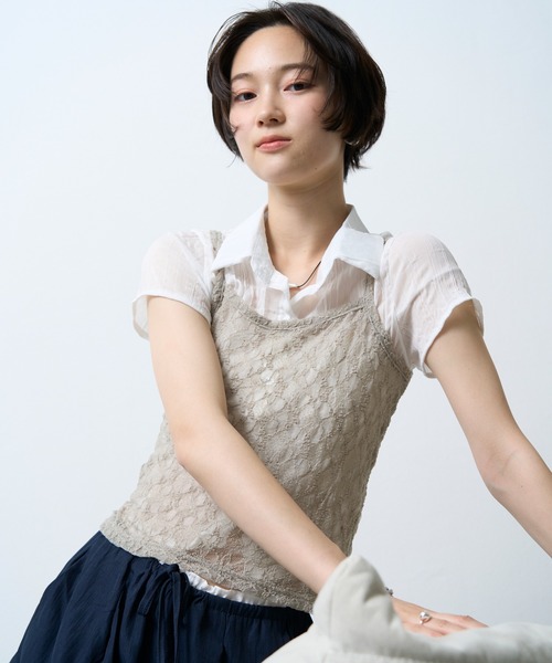 NUJOH（ヌゾ）の「Lace Layered Camisole Top / レースレイヤードキャミソールトップ（キャミソール・レディース・ベージュ/アイボリー/ブラック・FREE）」の17枚目の写真